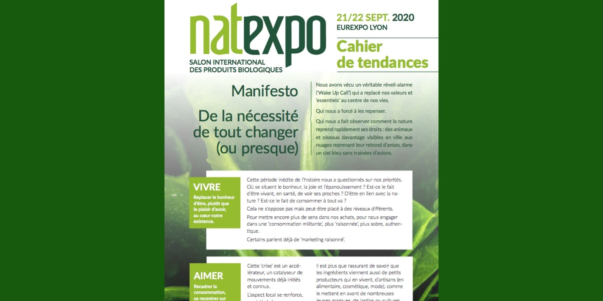 Natexpo : toutes les dernières tendances de la bio se retrouvent à Lyon, les 21 et 22 septembre 2020
